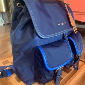 TORY BURCH BLUE PERRY NYLON BACKPACK